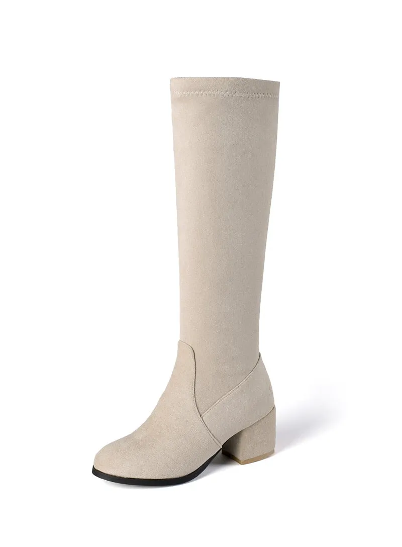 2023 New arrival knee high boots thick high Designer Platform heels round toe ladies , women shoes