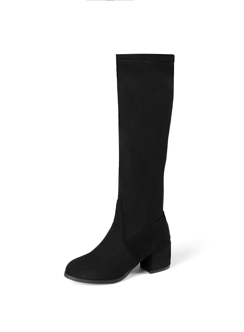 2023 New arrival knee high boots thick high Designer Platform heels round toe ladies , women shoes