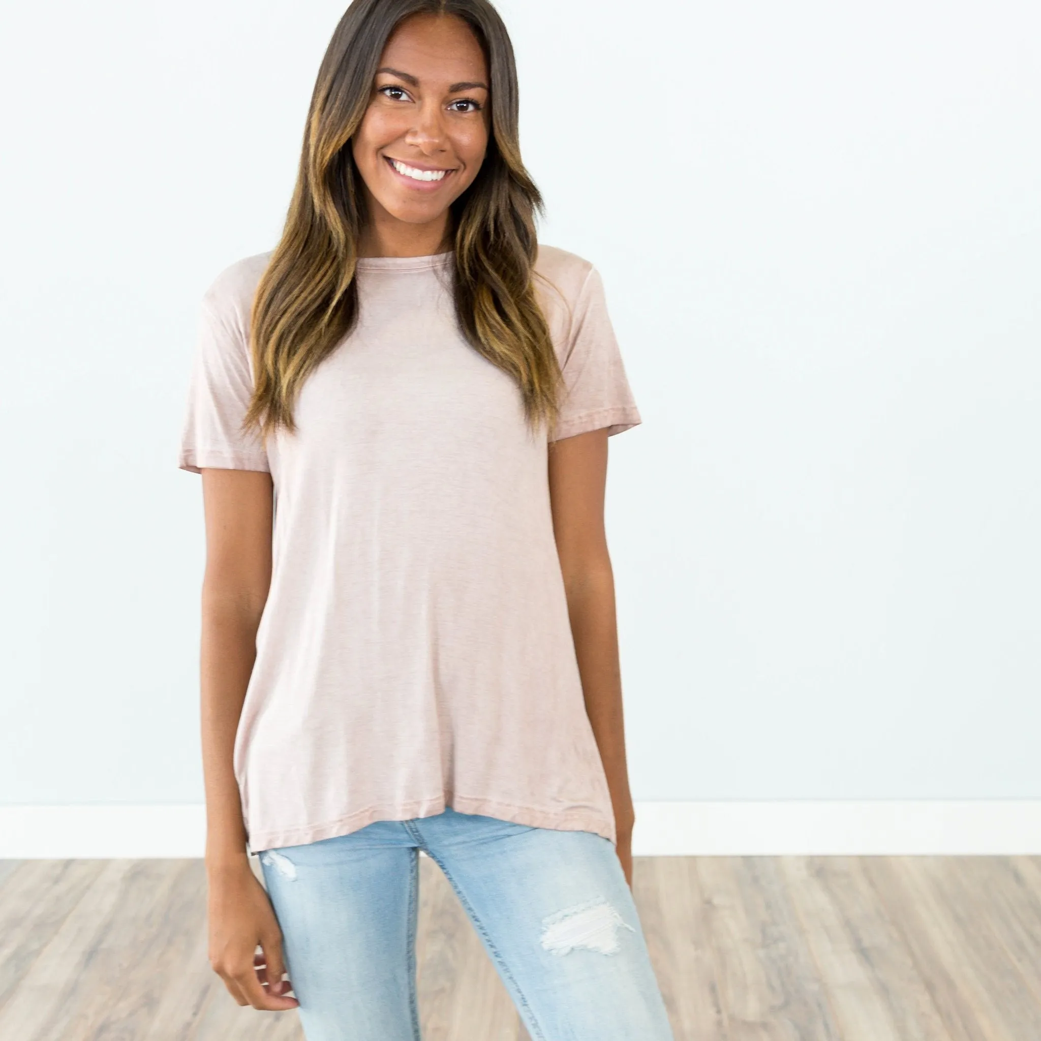 Back Bow Tee in Blush