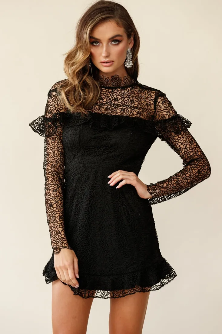 Banks Open Back Lace Overlay Dress Black