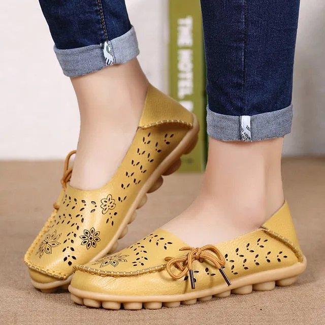 Big size 34-44 2018 spring women flats shoes women genuine leather