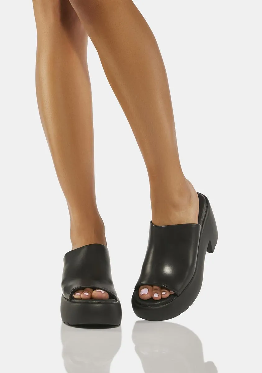 Black Bubble Mule Heels