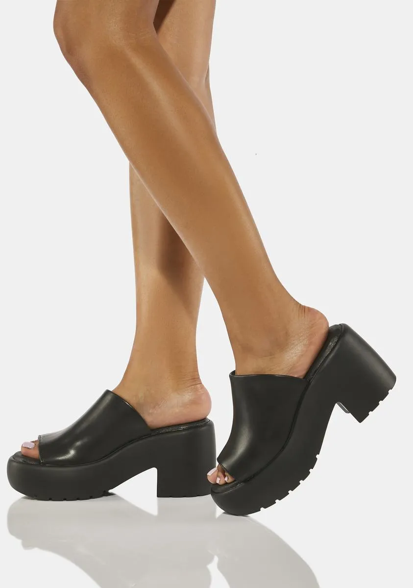 Black Bubble Mule Heels