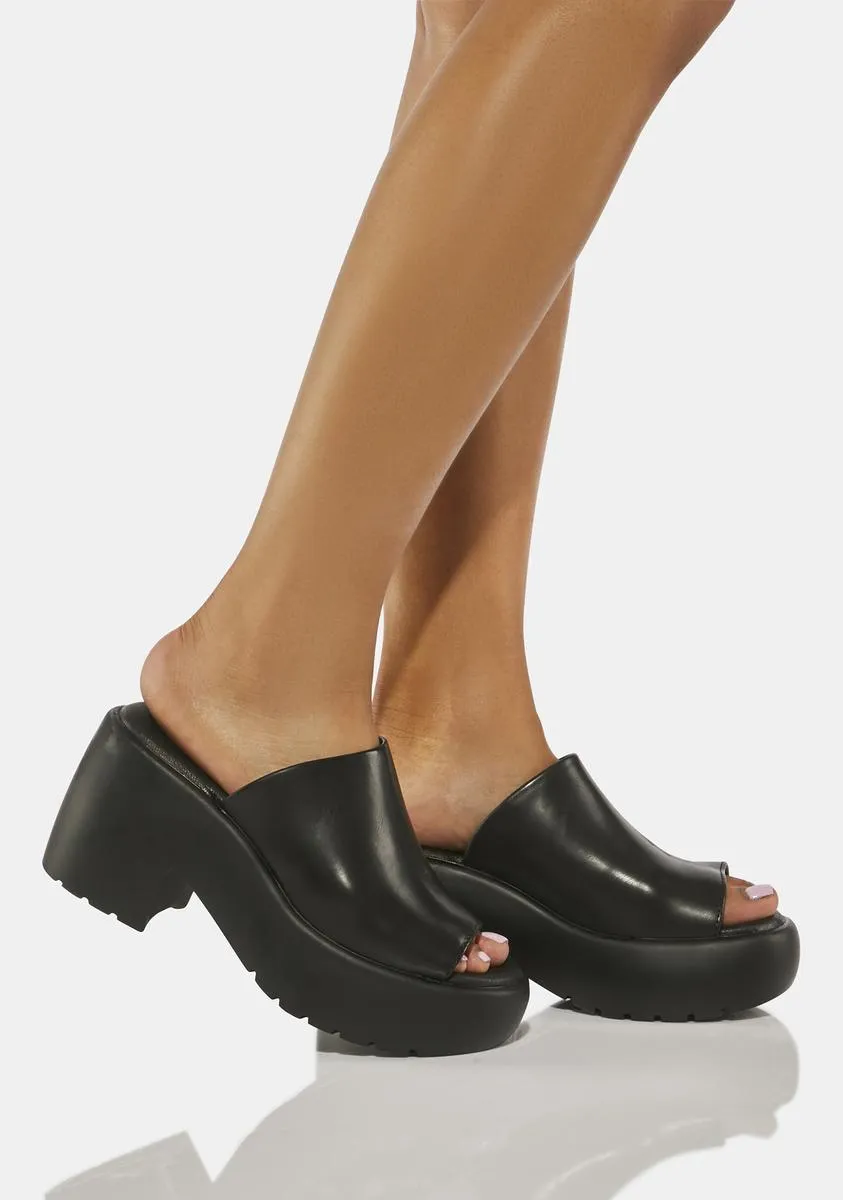 Black Bubble Mule Heels
