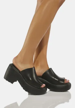 Black Bubble Mule Heels