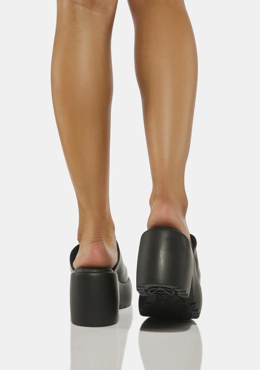 Black Bubble Mule Heels