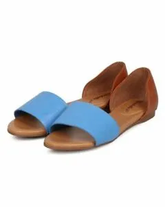 Breckelles Brigit-01 Blue Two Tone Leatherette Slip On Flat