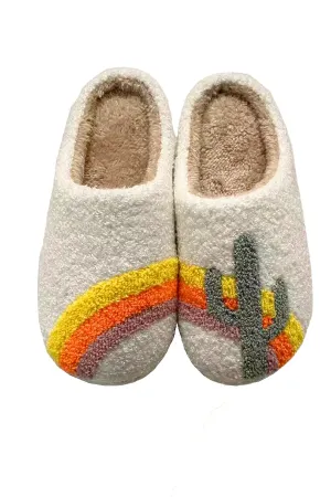Cactus Rainbow Slipper | White