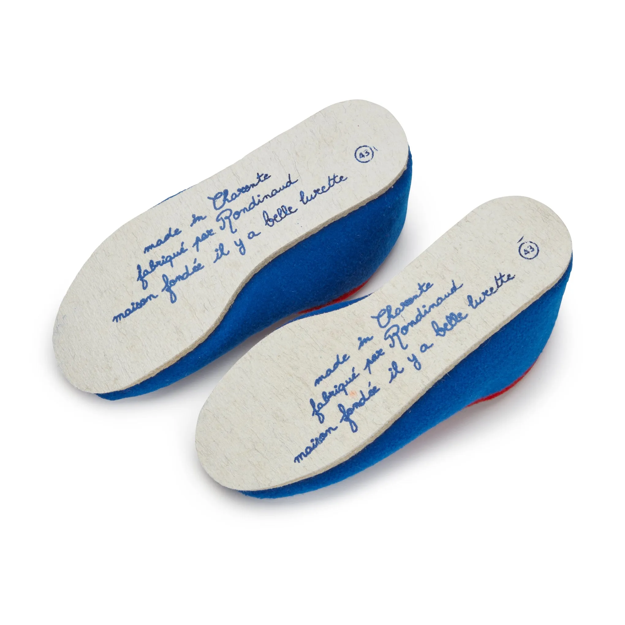 Charentaise Wool Slippers - Blue/ Red