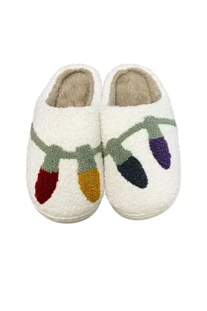 Christmas Lights Slippers | White