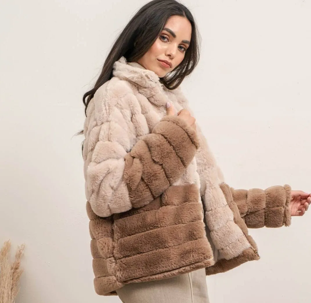 Cody Two-Tone Faux Fur Jacket