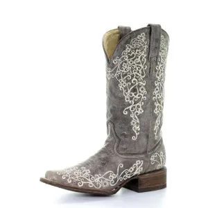 Corral Brown Crater Bone Embroidered Ladies' Boot