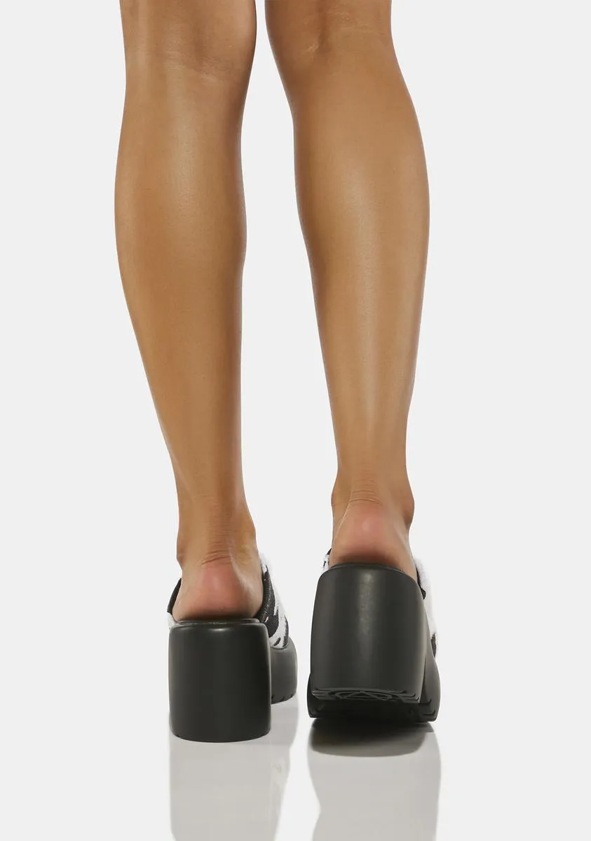 Cow Print Bubble Heel Mules