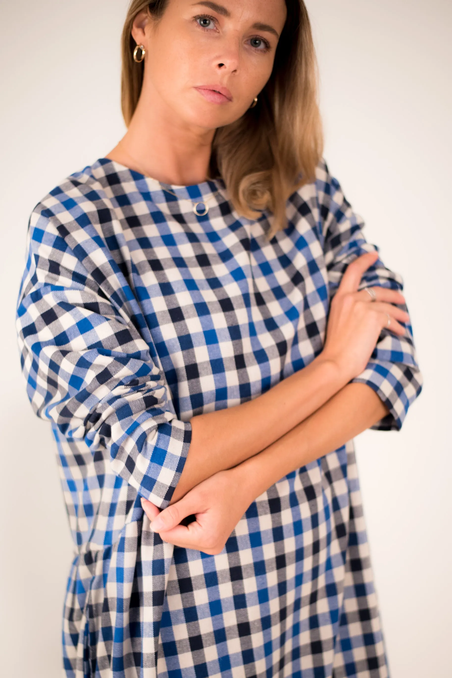 Cozy Modern Plaid Flannel Dress Nadia