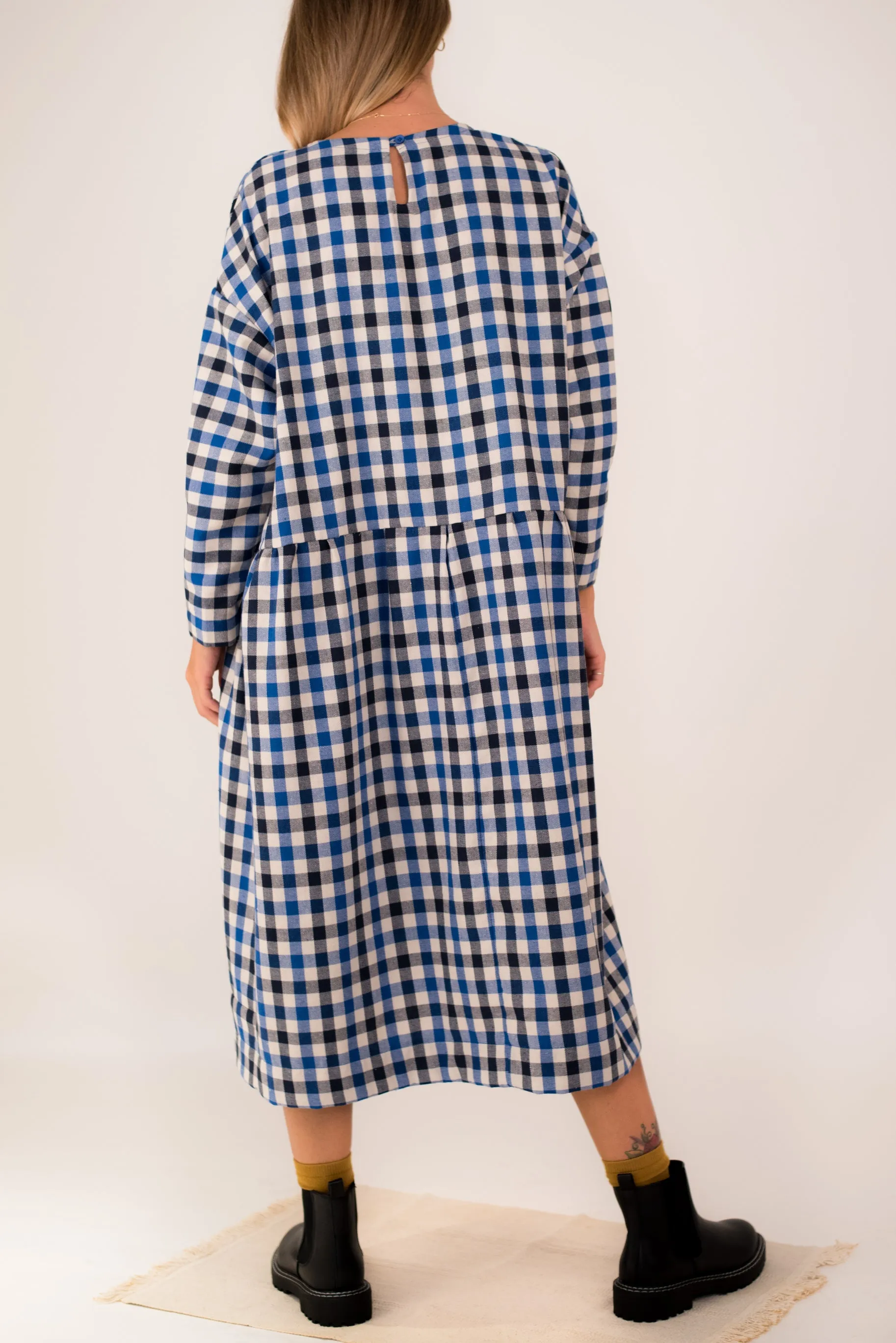 Cozy Modern Plaid Flannel Dress Nadia