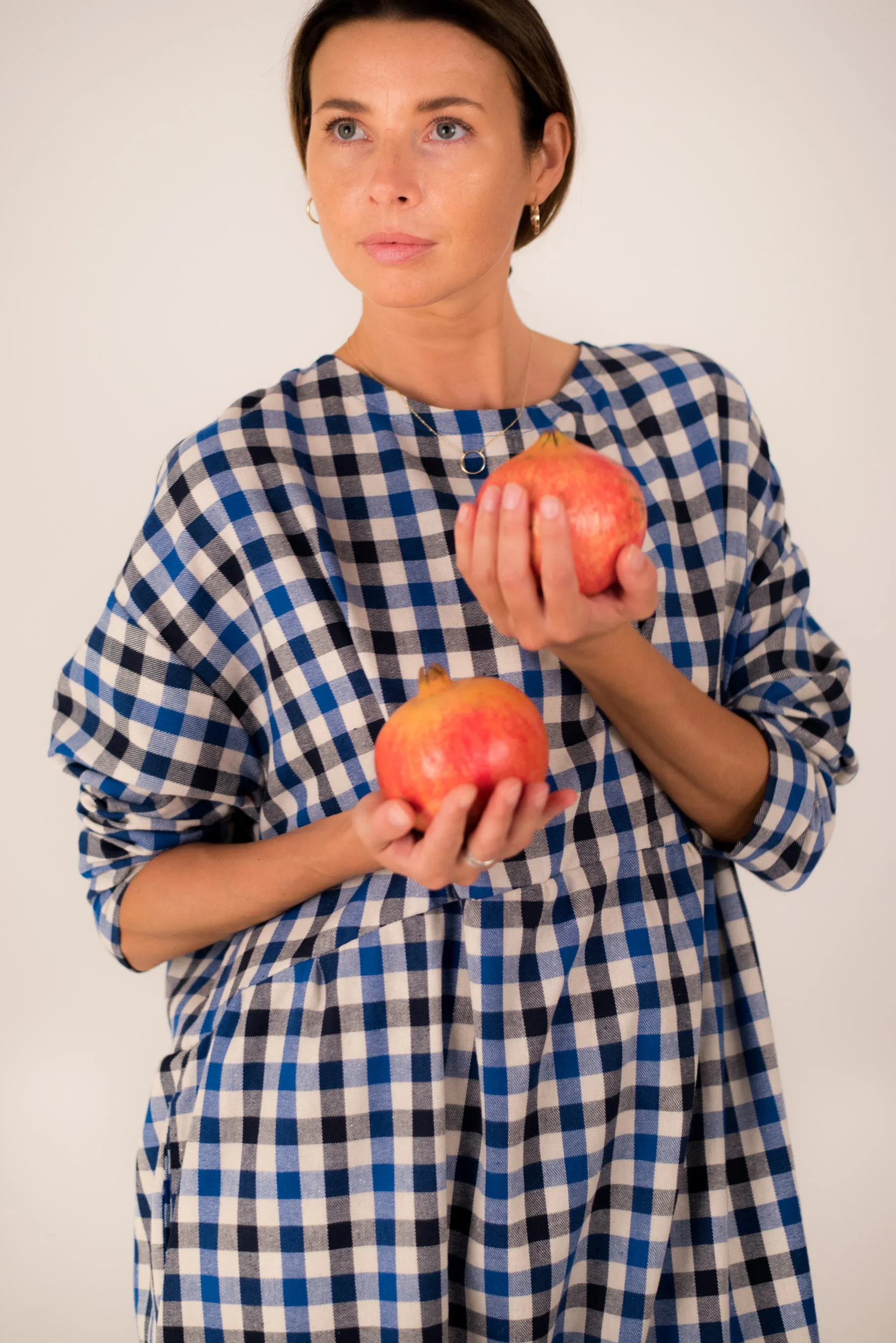 Cozy Modern Plaid Flannel Dress Nadia