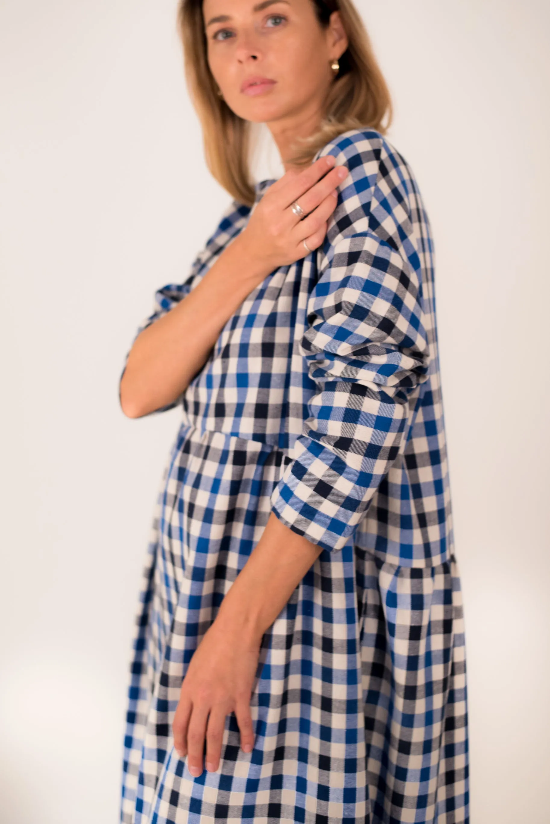 Cozy Modern Plaid Flannel Dress Nadia