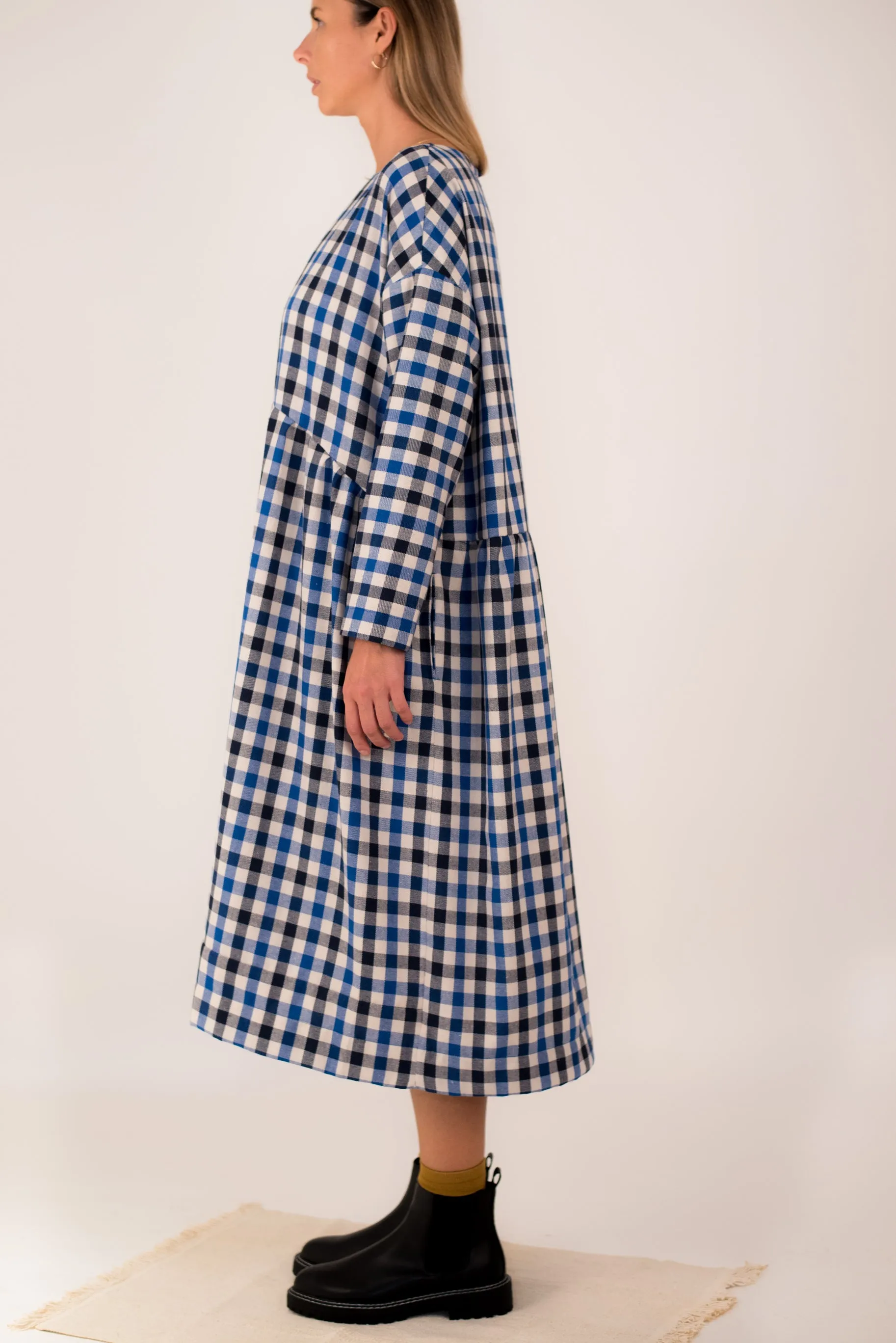 Cozy Modern Plaid Flannel Dress Nadia