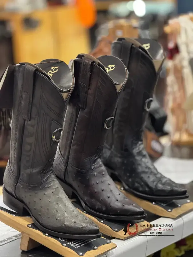 CUADRA BOOTS OSTRICH BLACK CHERRY LASER & EMBROIDERY SNIP B22PA1