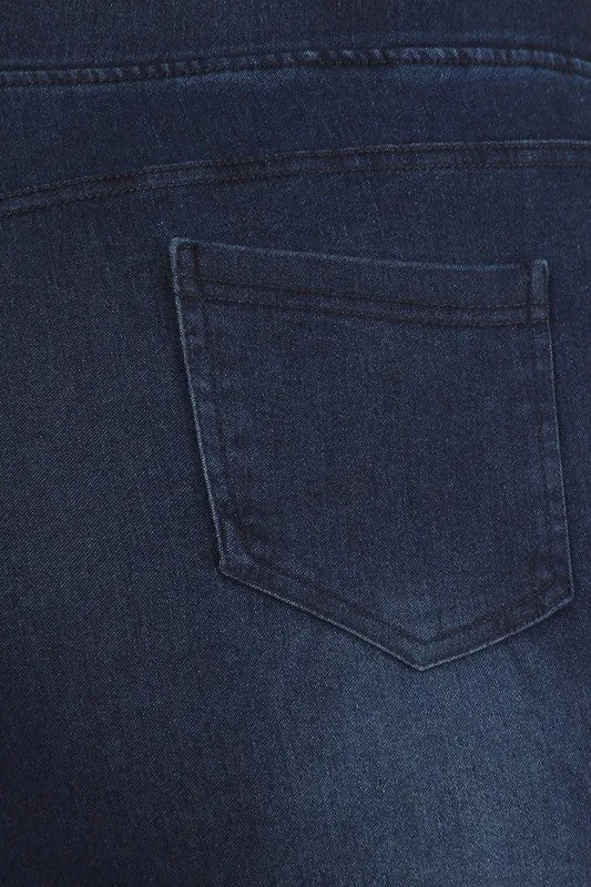 Curvy High Rise Waist Jeggings in Dark Blue