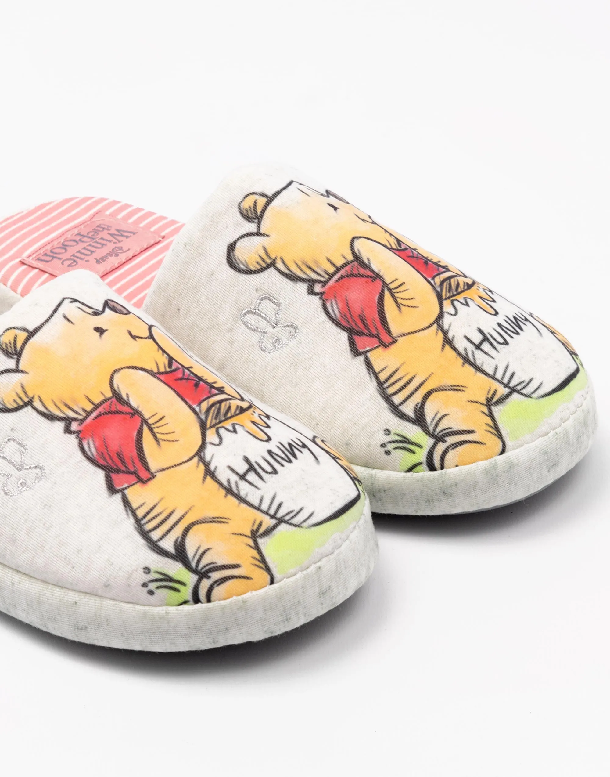 Disney Winnie The Pooh Womens Grey Mule Slippers