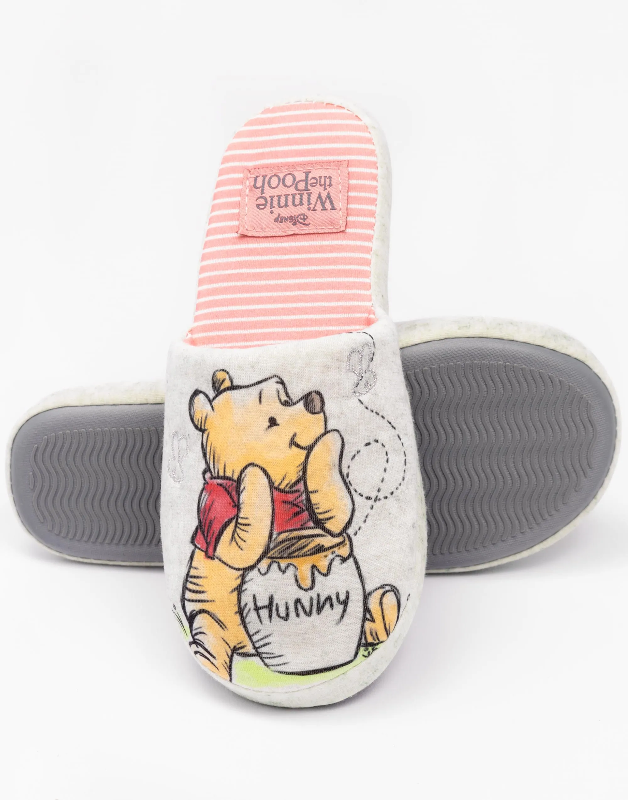 Disney Winnie The Pooh Womens Grey Mule Slippers