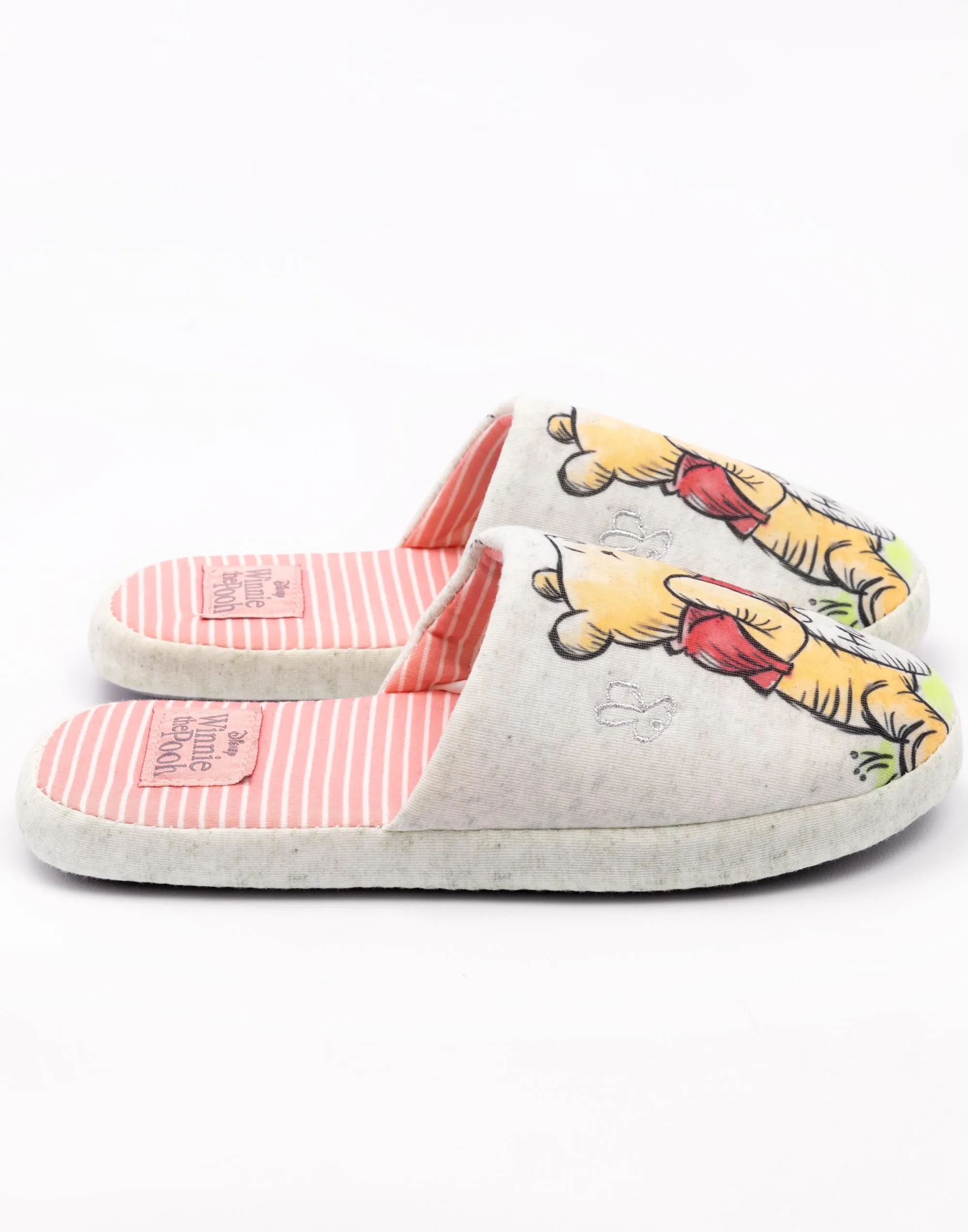 Disney Winnie The Pooh Womens Grey Mule Slippers