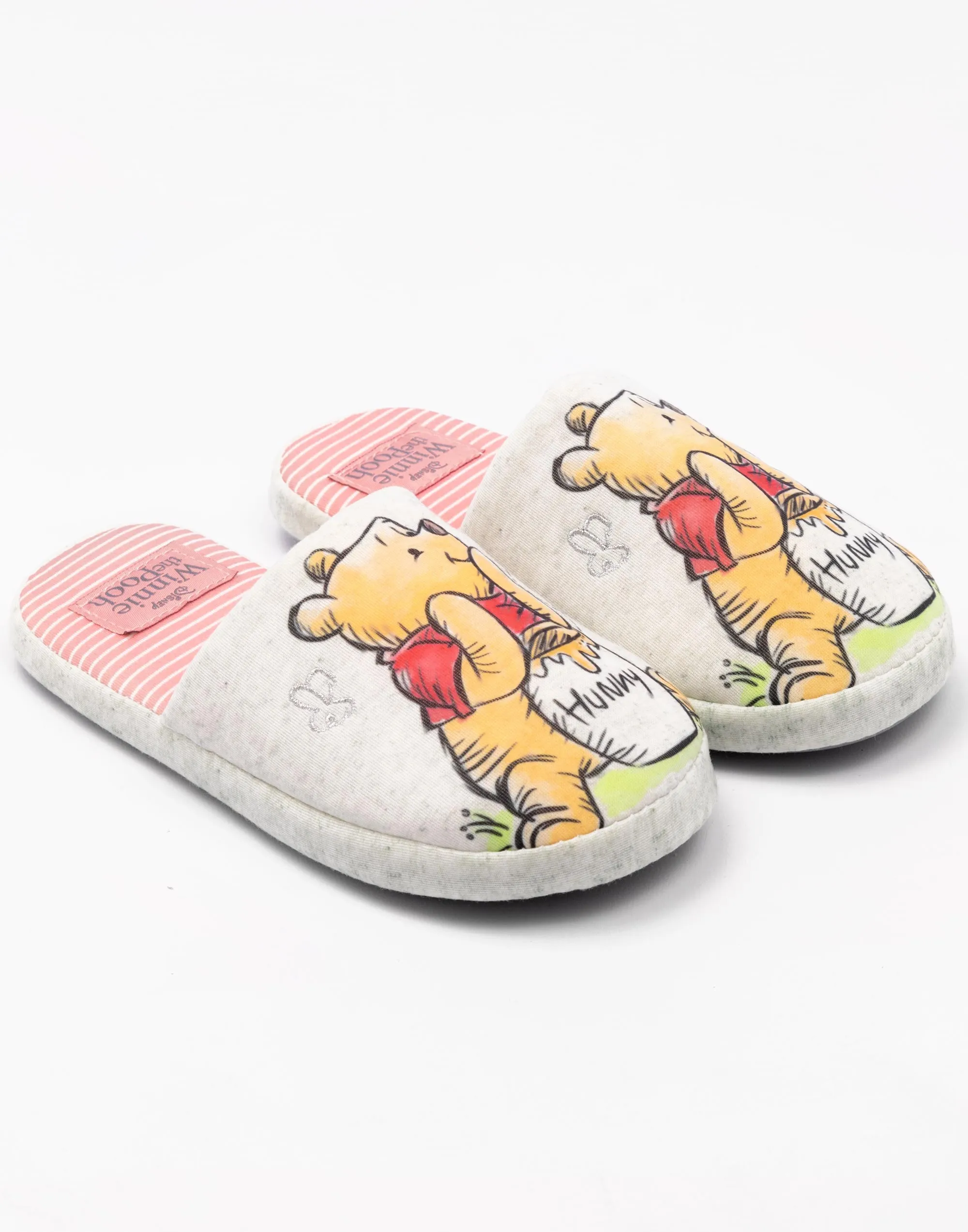 Disney Winnie The Pooh Womens Grey Mule Slippers