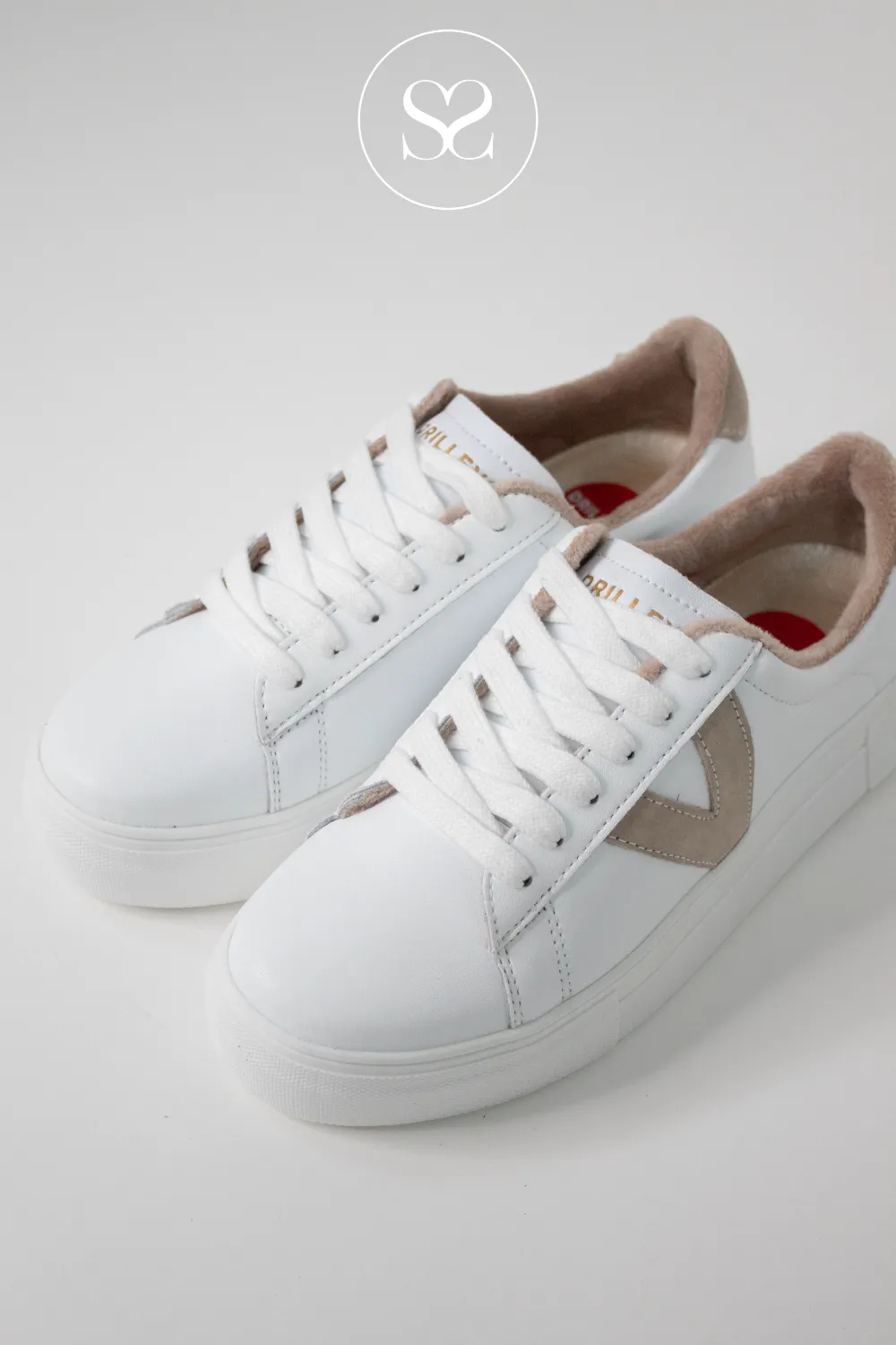 DRILLEYS TWENTY ONE WHITE/CAMEL FLATFORM TRAINERS