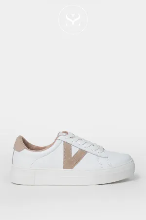 DRILLEYS TWENTY ONE WHITE/CAMEL FLATFORM TRAINERS