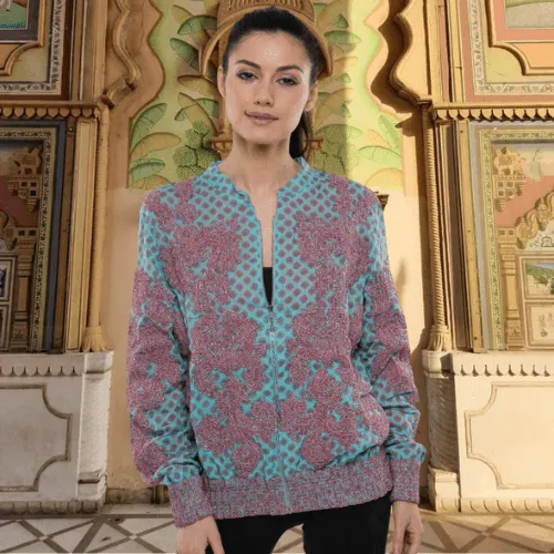 Embellished Bomber Jacket with Custom Print