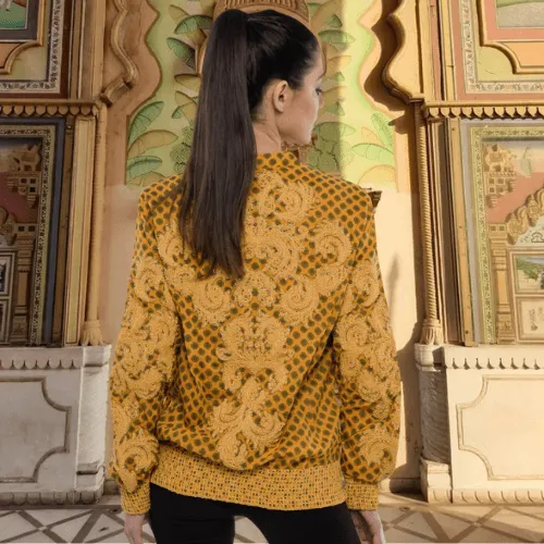 Embellished Bomber Jacket with Custom Print