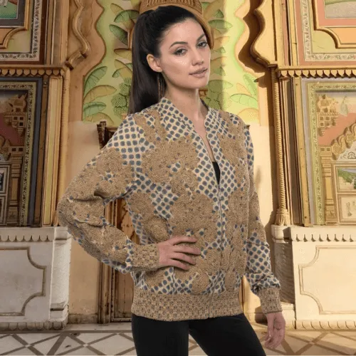 Embellished Bomber Jacket with Custom Print