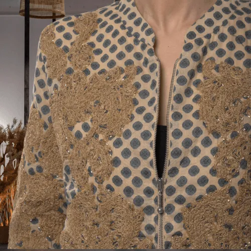 Embellished Bomber Jacket with Custom Print
