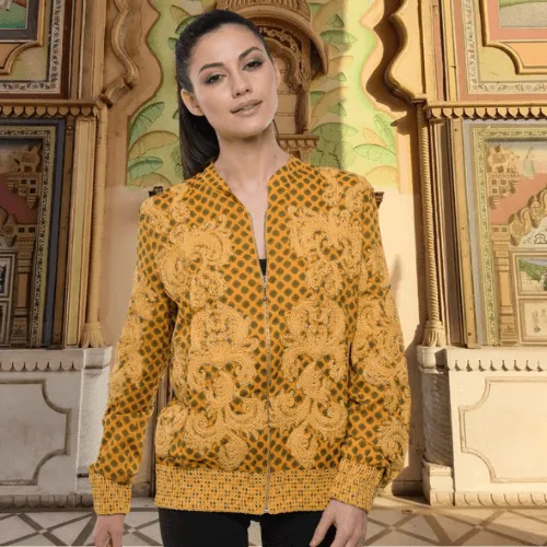 Embellished Bomber Jacket with Custom Print