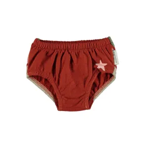 High Waisted Shorties - Garnet with Tricolor Print