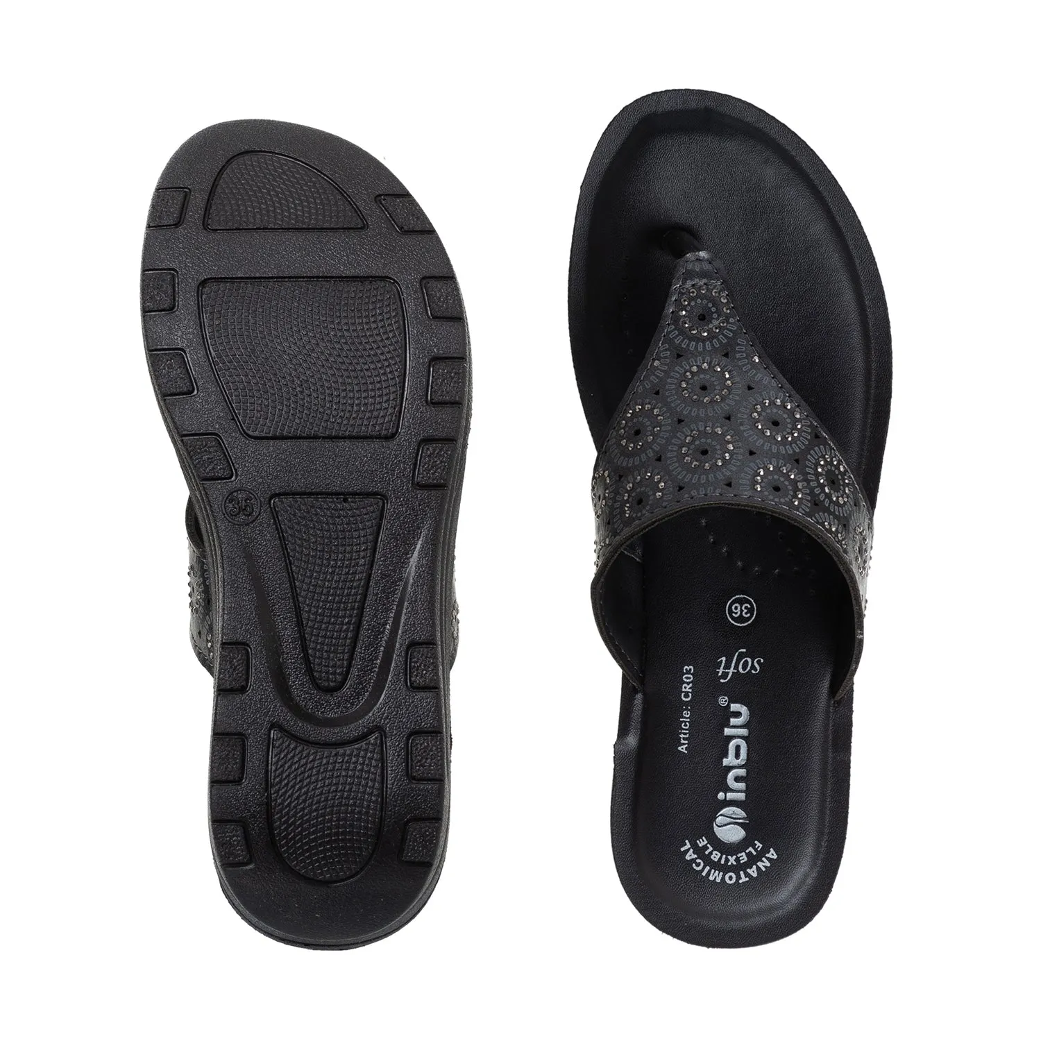 Inblu Women Slipper #CR03 - BLACK