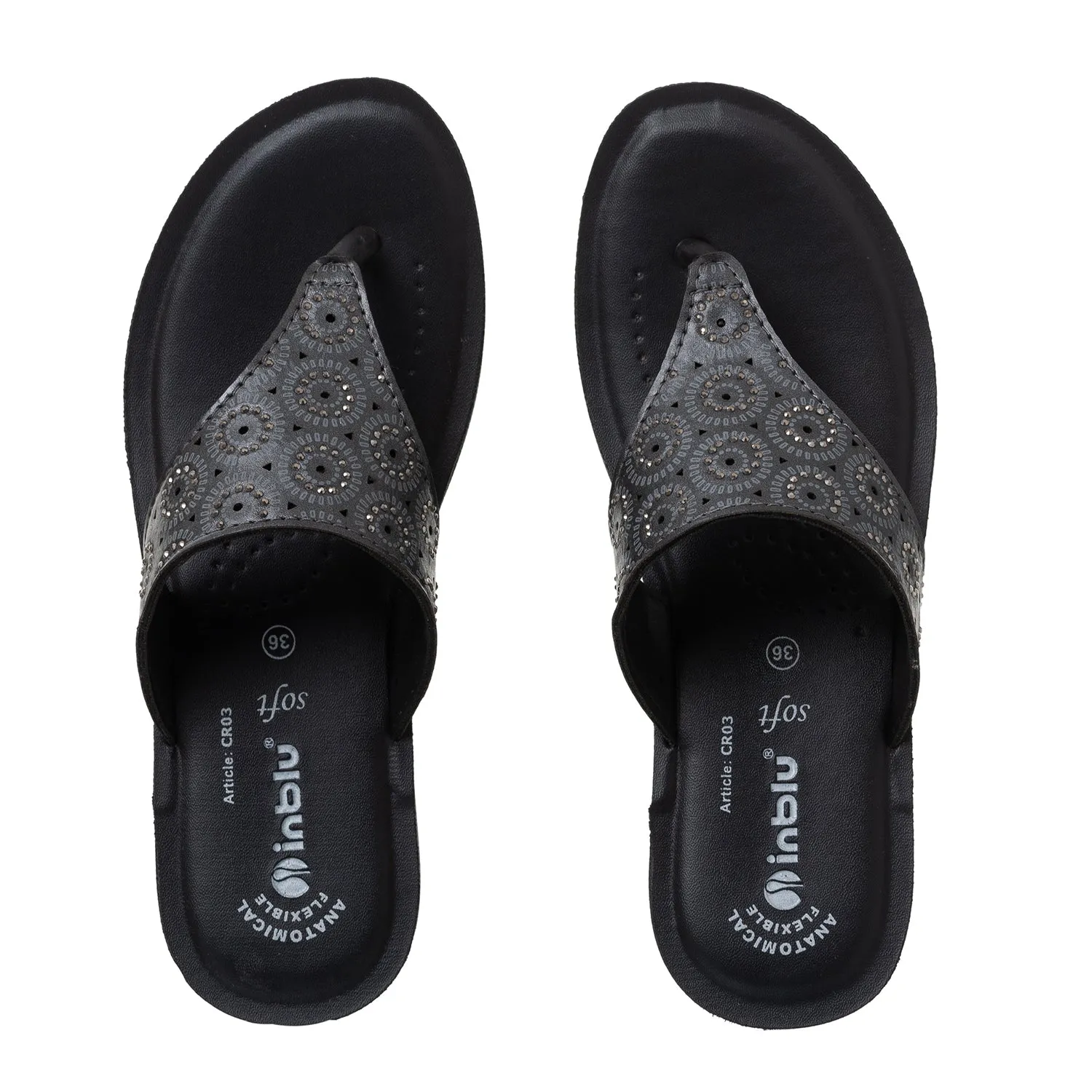 Inblu Women Slipper #CR03 - BLACK