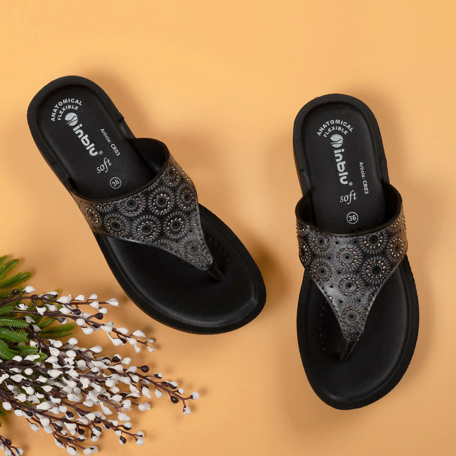 Inblu Women Slipper #CR03 - BLACK