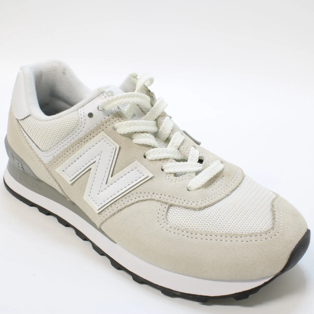 New Balance 574 Light Grey White Black Green Leaf Uk Size 5