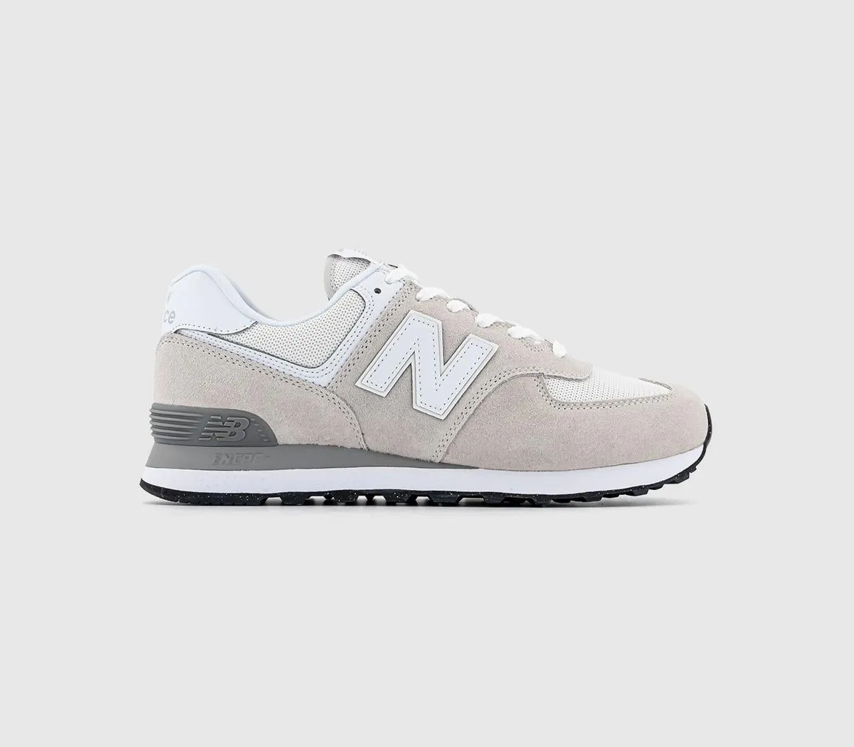 New Balance 574 Light Grey White Black Green Leaf Uk Size 5