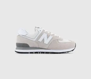 New Balance 574 Light Grey White Black Green Leaf Uk Size 5