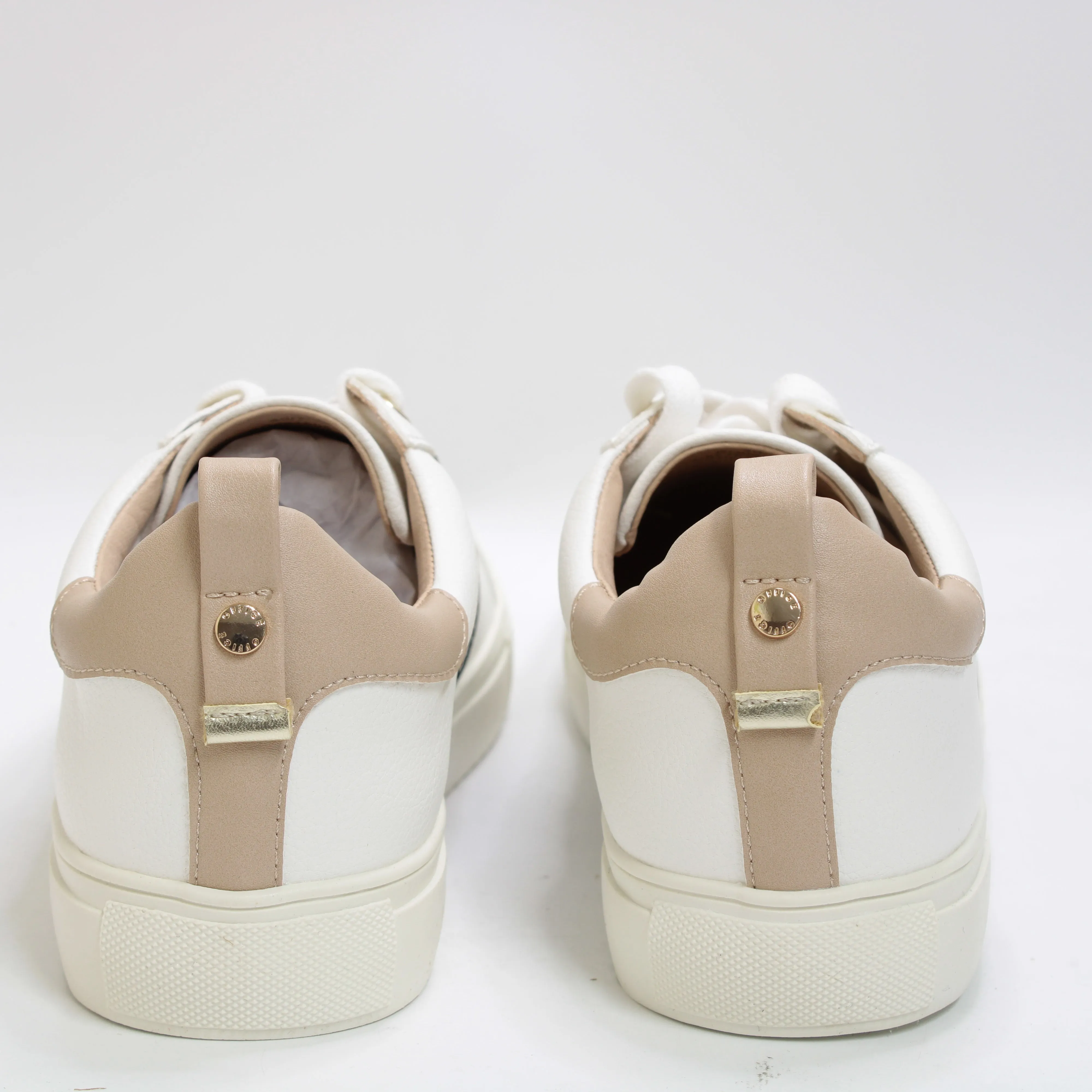 Office Tara Lace Up Cup Sole With Side Stripe White
