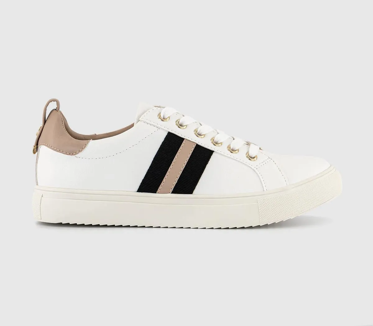 Office Tara Lace Up Cup Sole With Side Stripe White