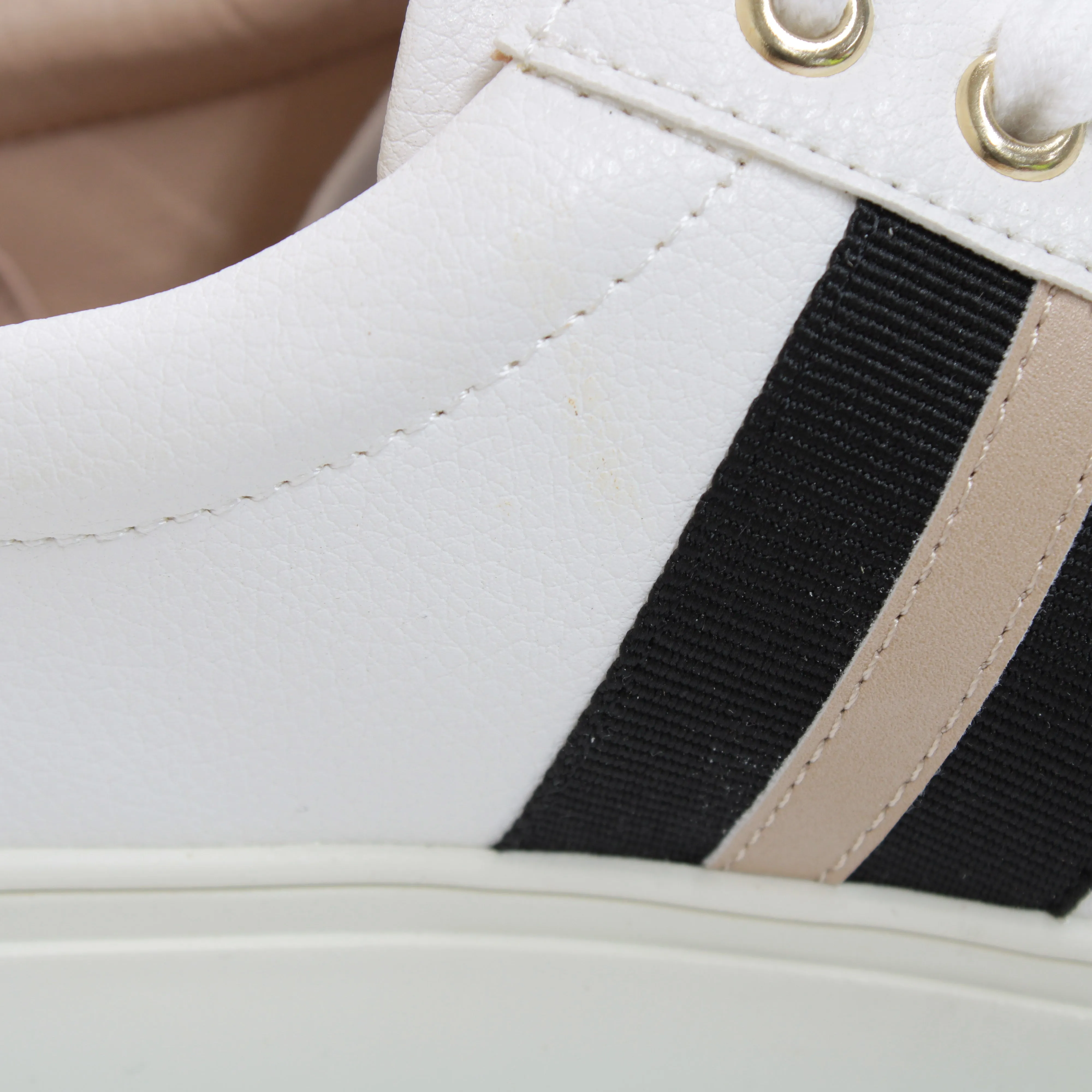 Office Tara Lace Up Cup Sole With Side Stripe White