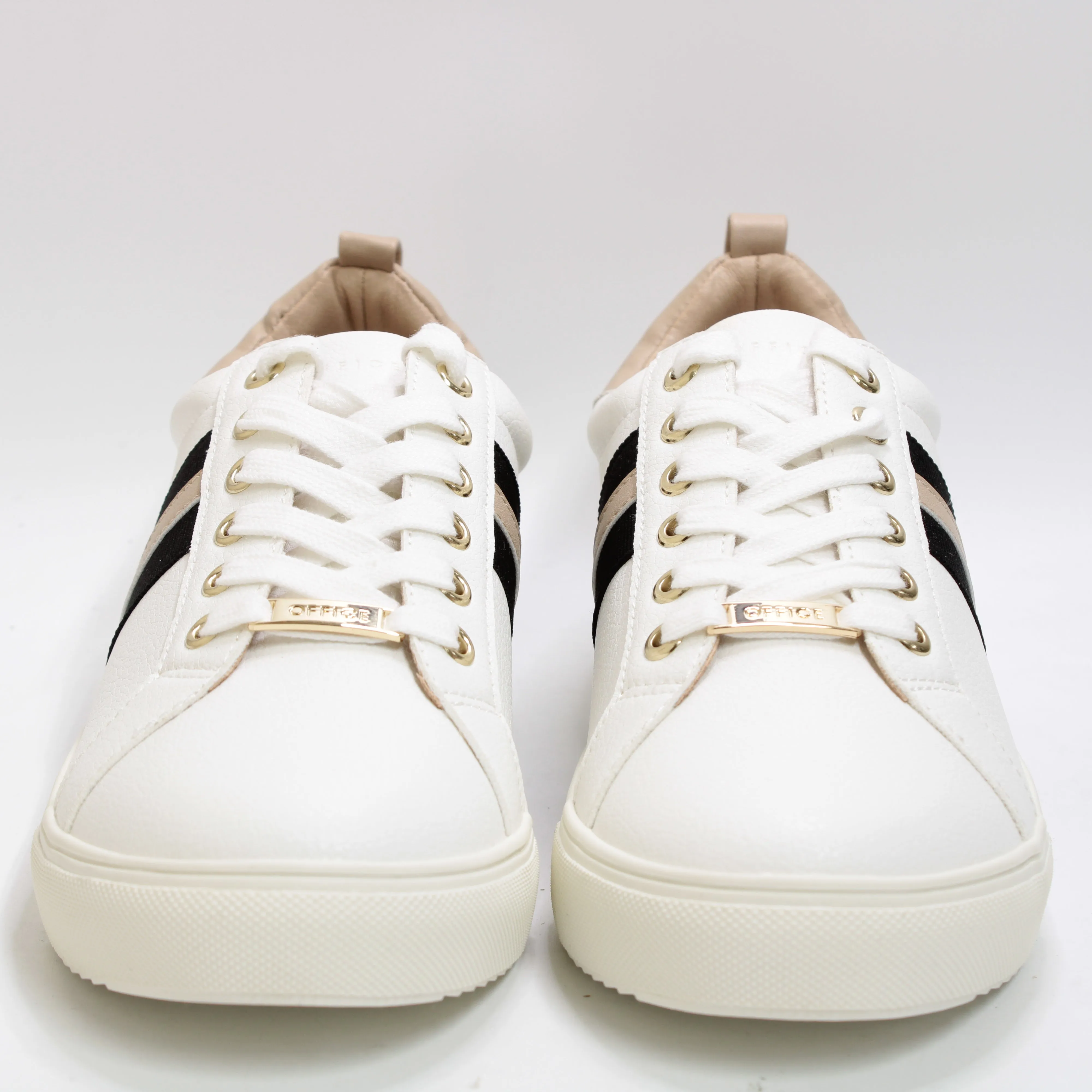 Office Tara Lace Up Cup Sole With Side Stripe White
