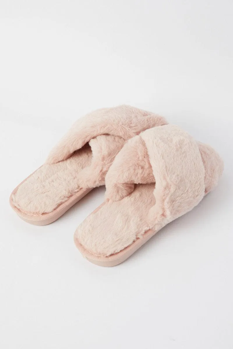 Pink Faux Fur Slippers