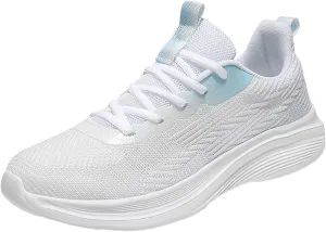 Slip on Walking Shoes for Women Memory Foam Non Slip Vintage Wide Running Shoes Breathable Mesh Sports Workout Tennis Shoes Fashion Lace Up Sneakers