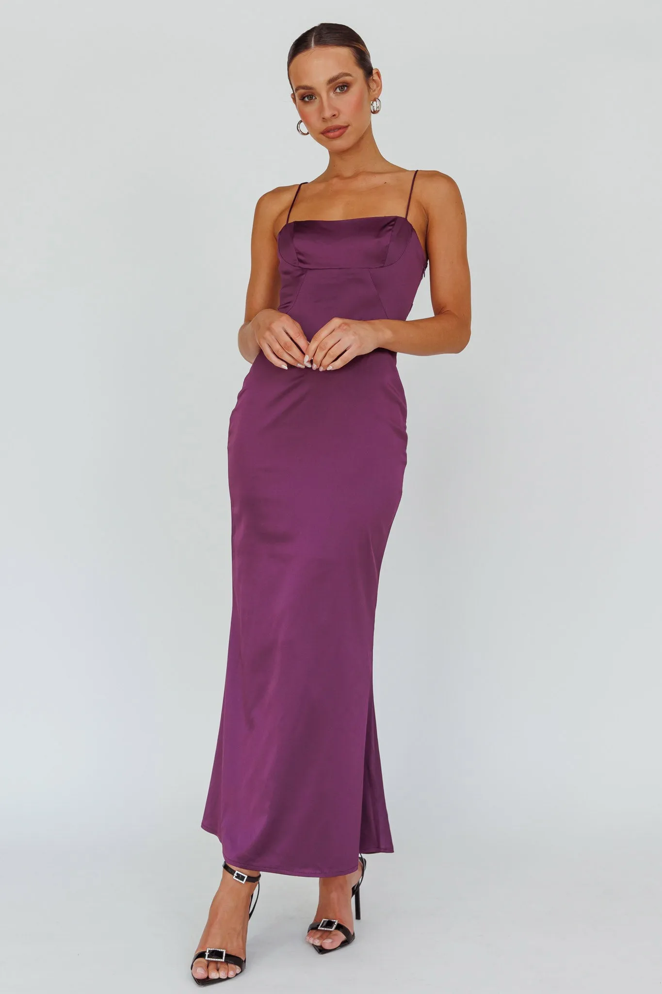 Teneal Lace-Up Back Maxi Dress Plum