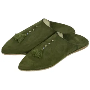 Women's Suede Chochia slippers -Olive Green Suede